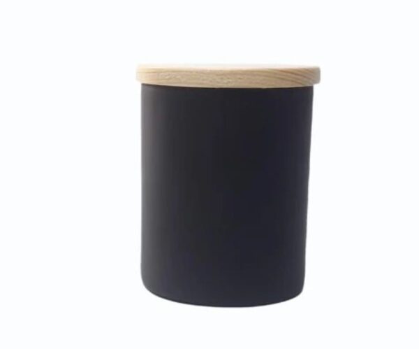 Black Matte Finish with Wooden lid Empty Jar