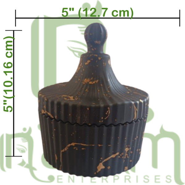 Black Frosted Candy Jar with Golden Polish Lid (200ML)