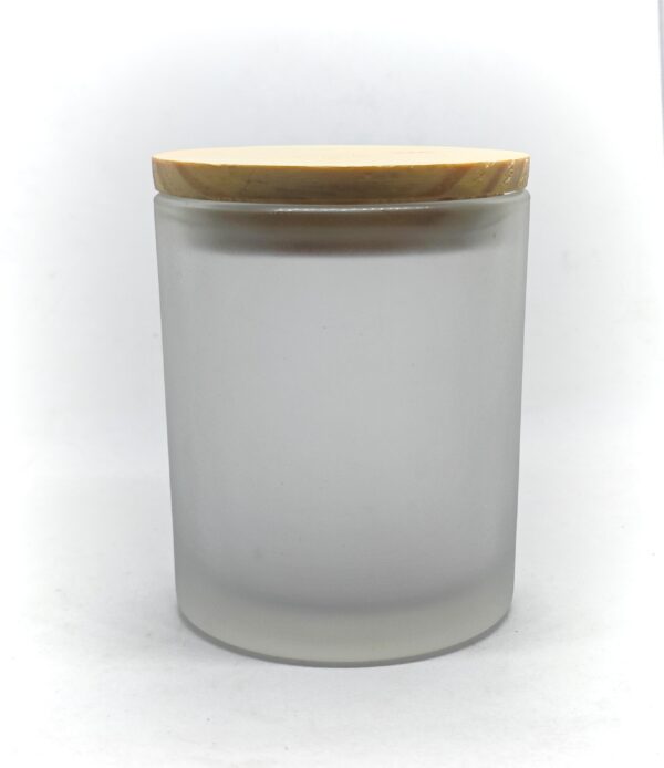 Premium Frosted White Empty Jar for Candles with Wooden Lid